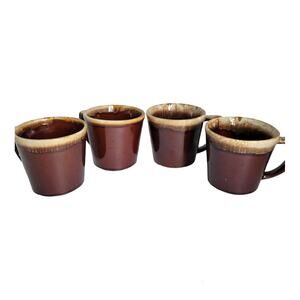 McCoy Pottery 1960s Mid Century Rustic Brown Drip Coffee Cups Cabincore Lodge